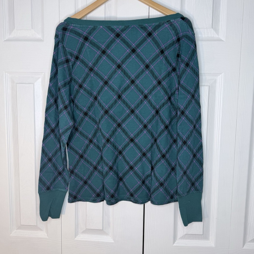 VICTORIA'S‎ SECRET Thermal Long PJ Set Green Bias Plaid size L - Picture 4 of 12